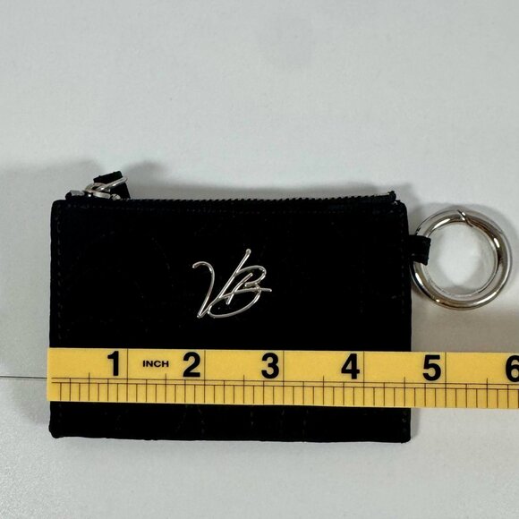 Vera Bradley Black Mini Zip ID Coin Purse with Key Ring - Picture 5 of 6